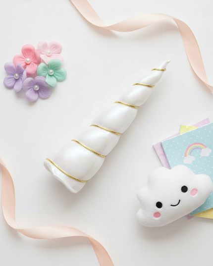 white gold unicorn horn set - flat-lay