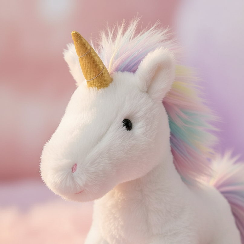 white gold unicorn plush - detail