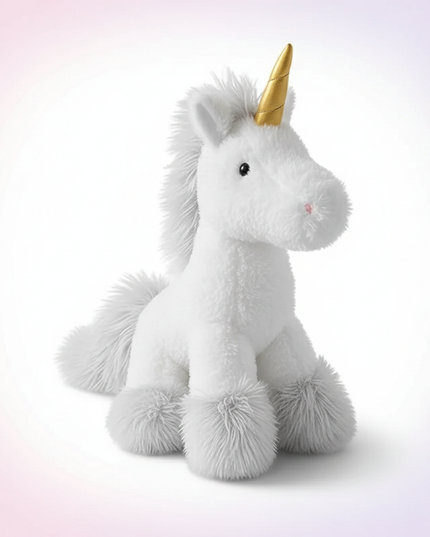 white gold unicorn plush - white-bg