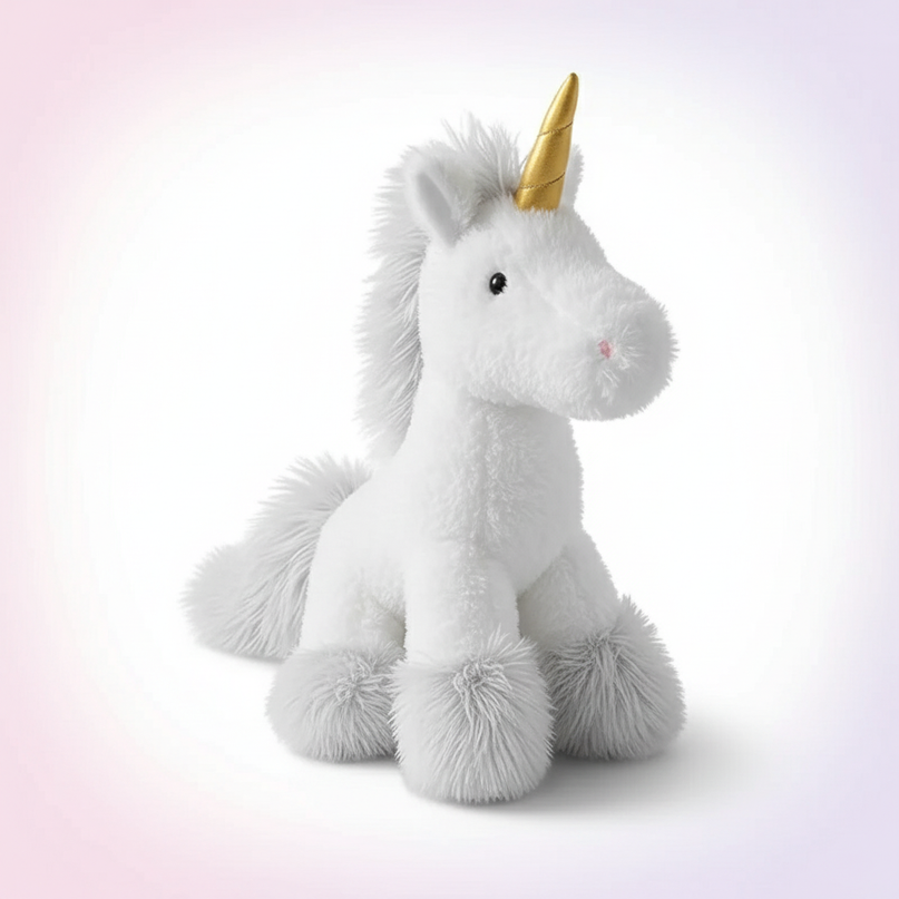 white gold unicorn plush - white-bg