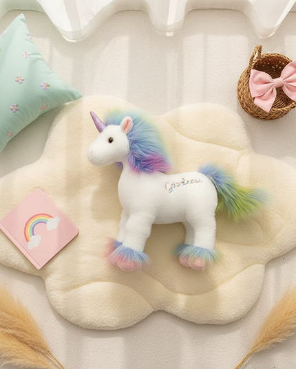 white goodness unicorn plush - flat-lay