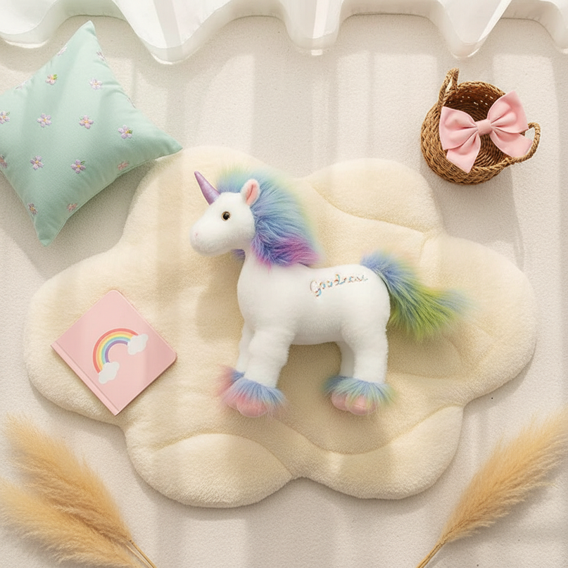 white goodness unicorn plush - flat-lay
