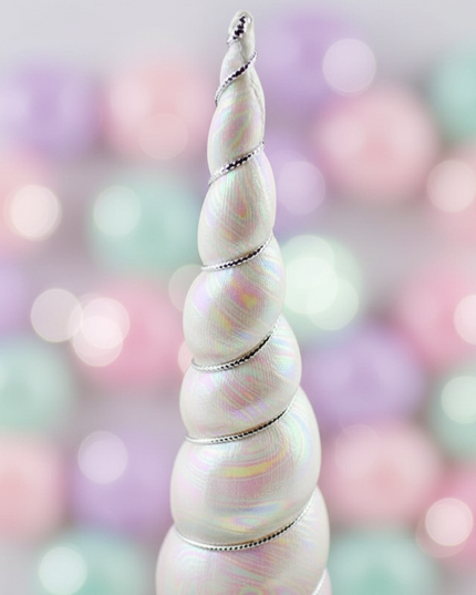 white iridescent unicorn horn - detail
