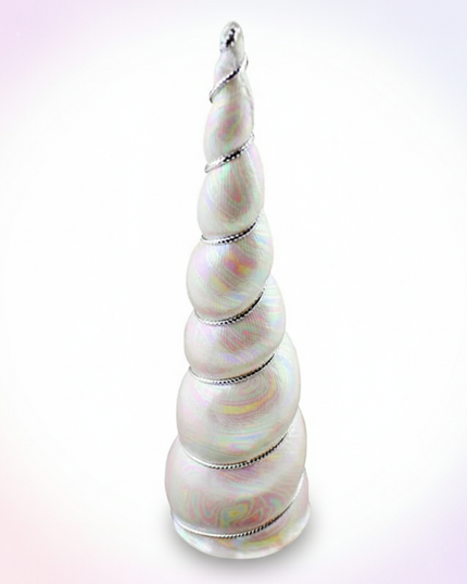 white iridescent unicorn horn - white-bg
