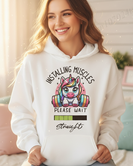 white kawaii unicorn hoodie - in-use