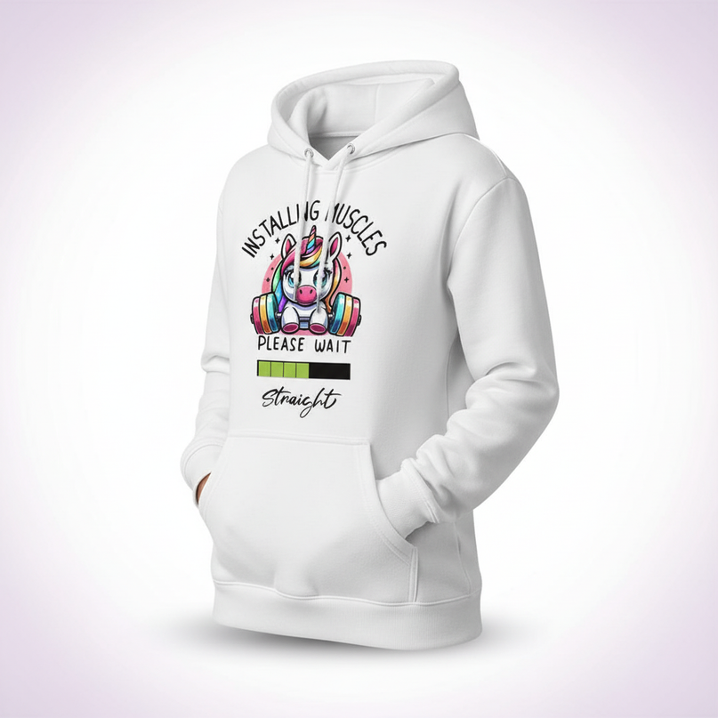 white kawaii unicorn hoodie - white-bg