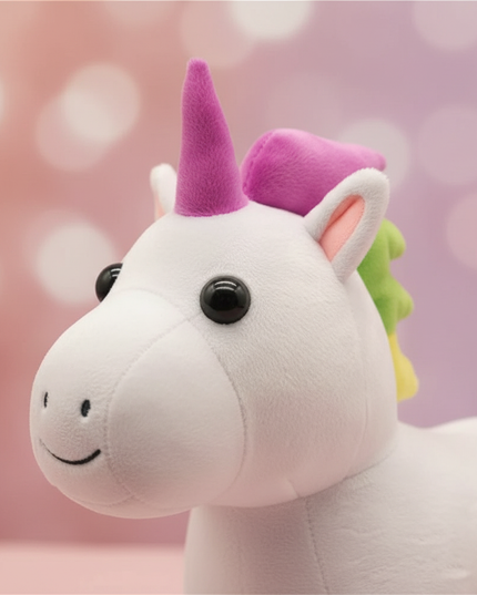 white plush unicorn - detail
