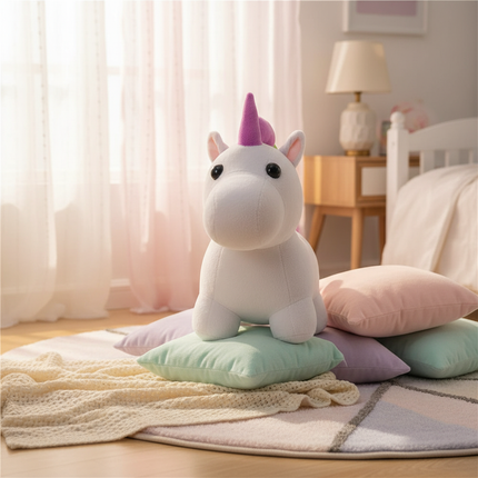 white plush unicorn - lifestyle