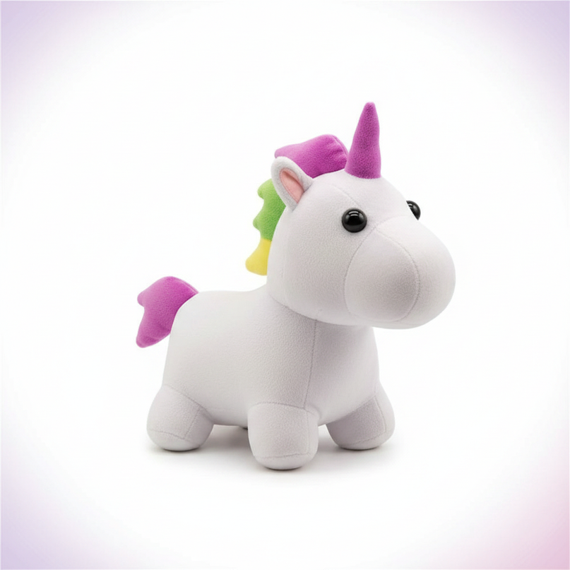 white plush unicorn - white-bg