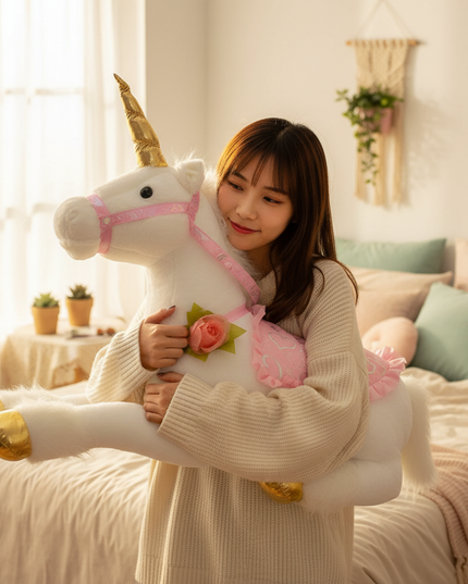 white princess unicorn plush doll - in-use