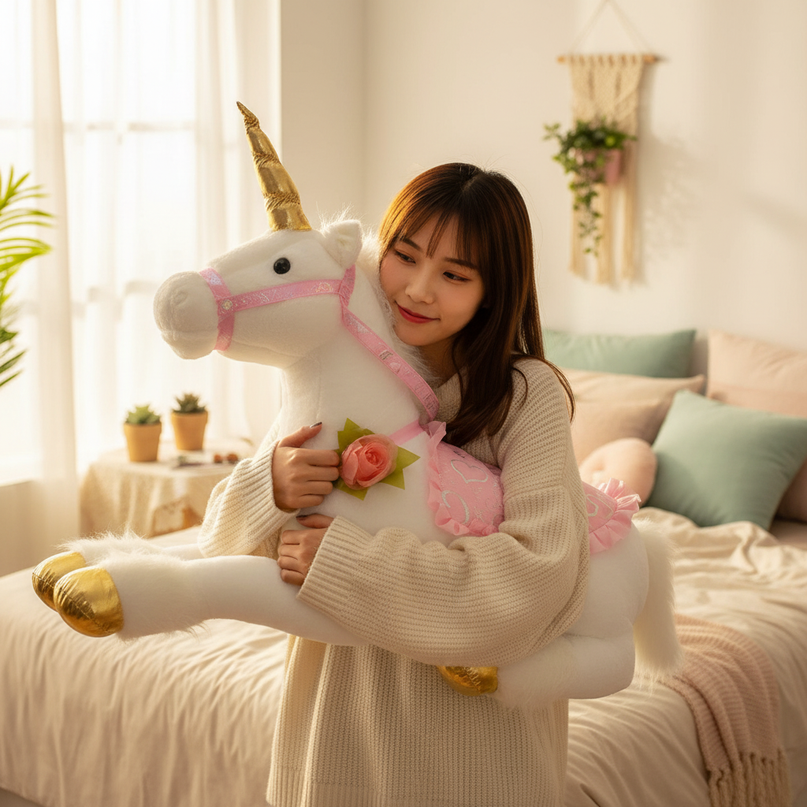 white princess unicorn plush doll - in-use