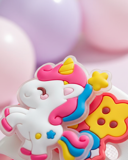 white rotating unicorn slippers - detail