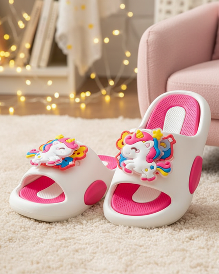white rotating unicorn slippers - lifestyle