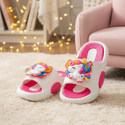 white rotating unicorn slippers - lifestyle