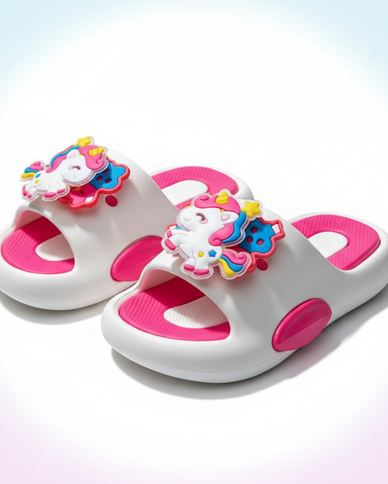 white rotating unicorn slippers - white-bg