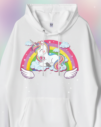 white sleeping unicorn hoodie - detail