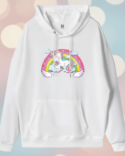 white sleeping unicorn hoodie - lifestyle
