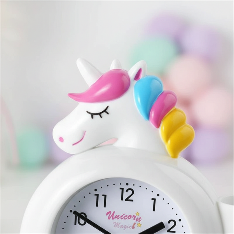 white unicorn alarm clock - detail