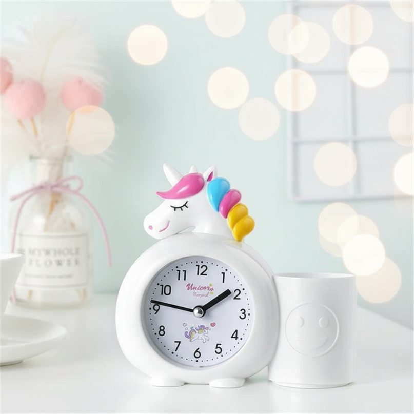 white unicorn alarm clock - lifestyle
