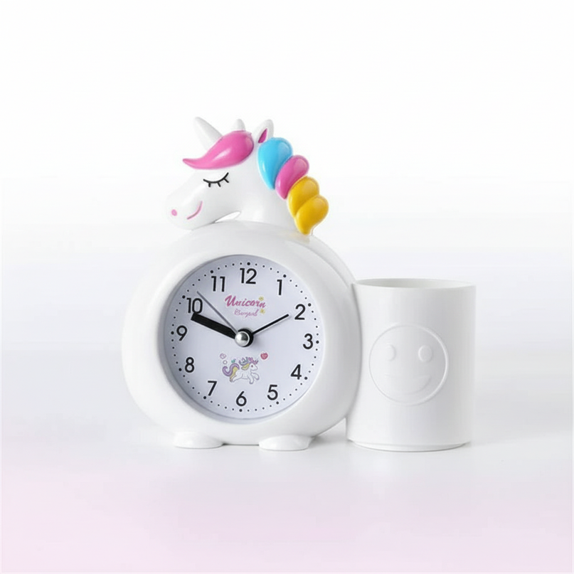 white unicorn alarm clock - white-bg
