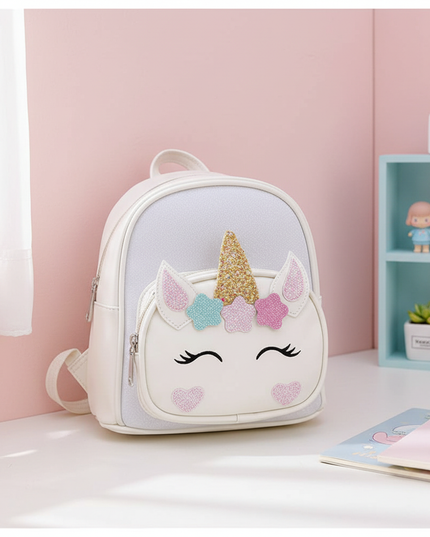 white unicorn backpack - lifestyle