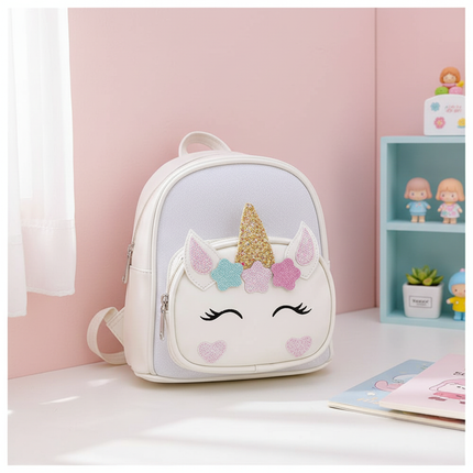 white unicorn backpack - lifestyle