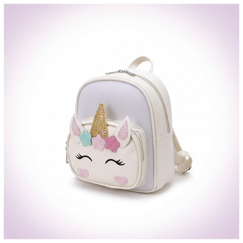 white unicorn backpack - white-bg