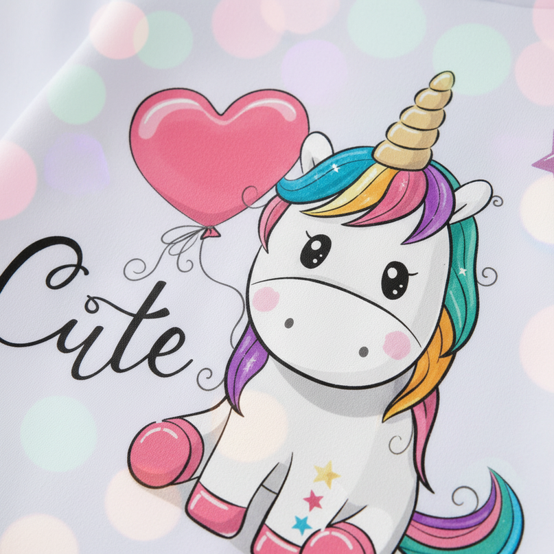 white unicorn balloon hoodie girls - detail