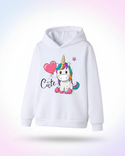 white unicorn balloon hoodie girls - white-bg