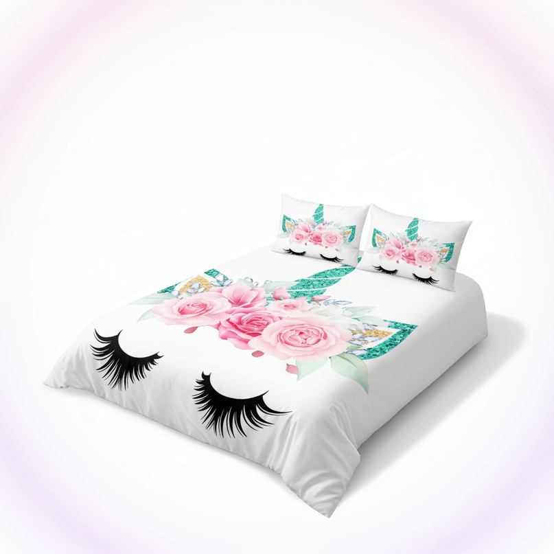 white unicorn bedding - white-bg