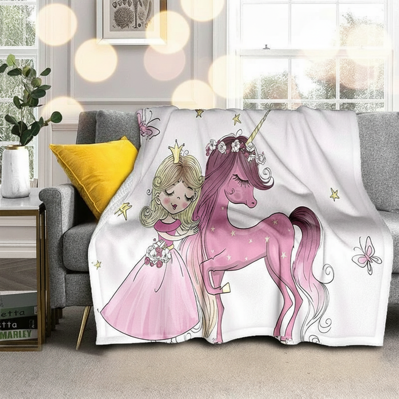 white unicorn blanket - lifestyle