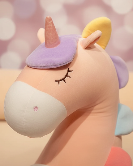 white unicorn body pillow plush - detail