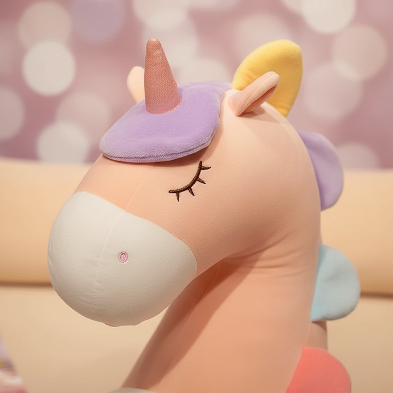 white unicorn body pillow plush - detail
