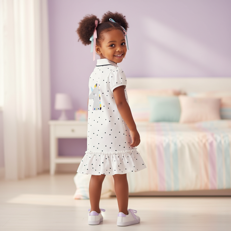 white unicorn cotton dress - back