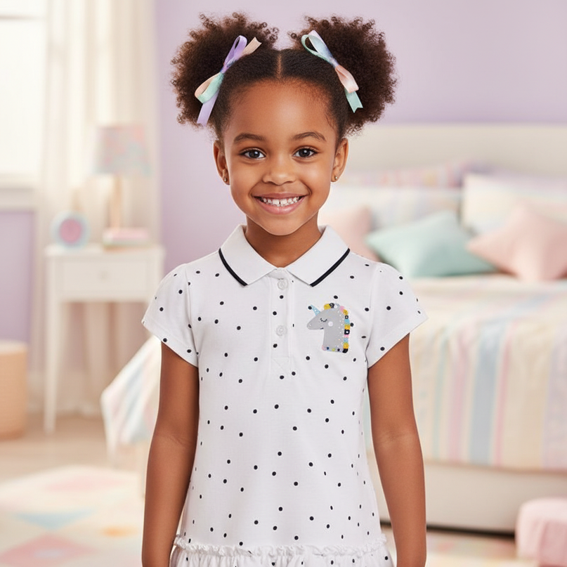 white unicorn cotton dress - detail