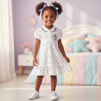 white unicorn cotton dress - front