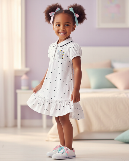 white unicorn cotton dress - three-quarter
