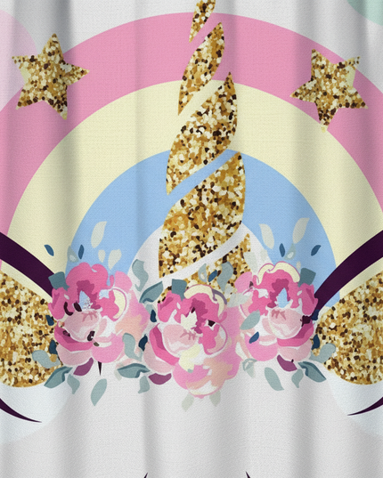 white unicorn curtains - detail