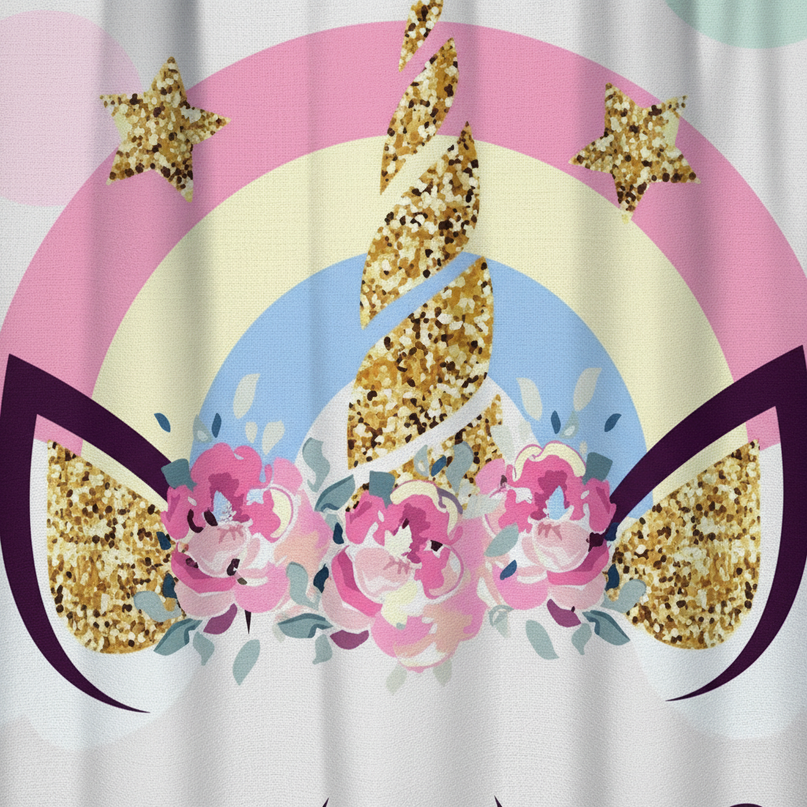 white unicorn curtains - detail