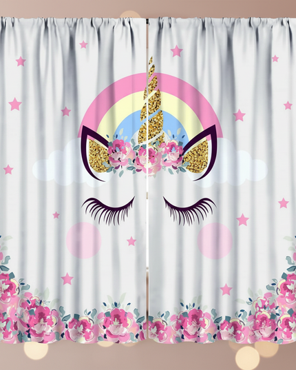 white unicorn curtains - lifestyle
