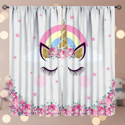 white unicorn curtains - lifestyle