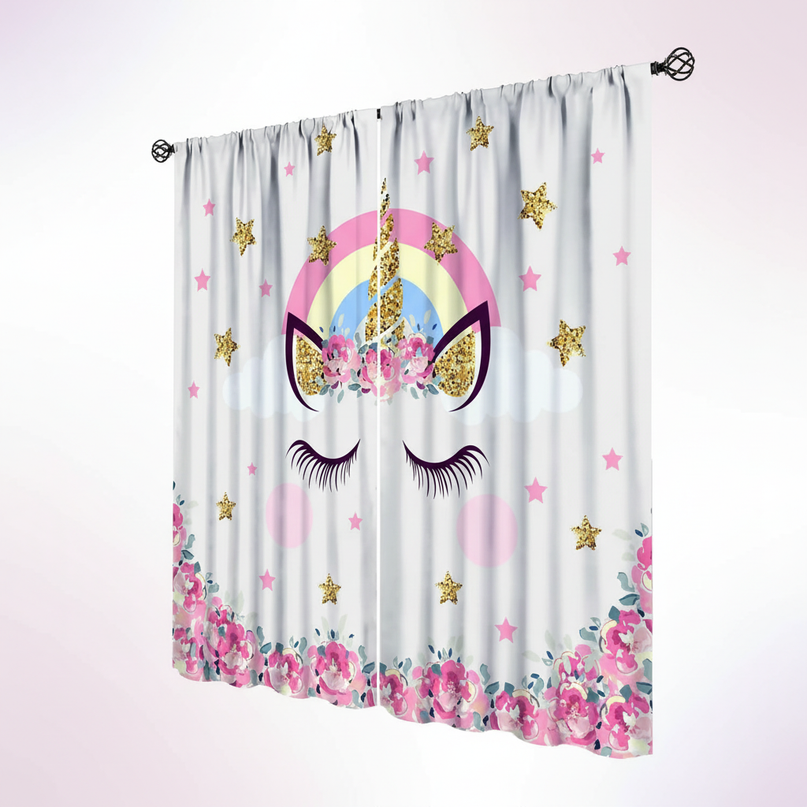 white unicorn curtains - white-bg