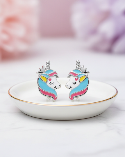 white unicorn earrings - lifestyle