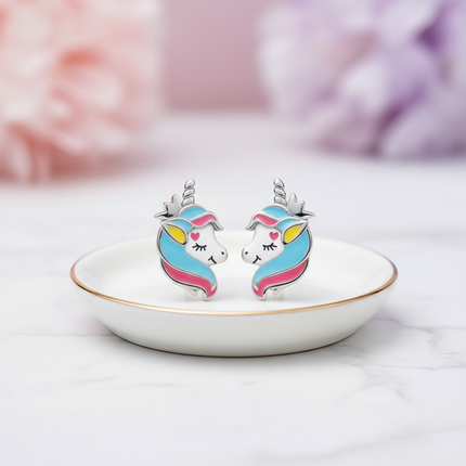 white unicorn earrings - lifestyle