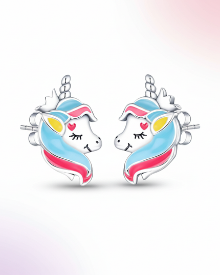 white unicorn earrings - white-bg