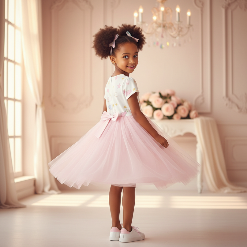 white unicorn embroidery birthday tutu dress - back