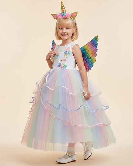 white unicorn fairy dress set - three-quarter