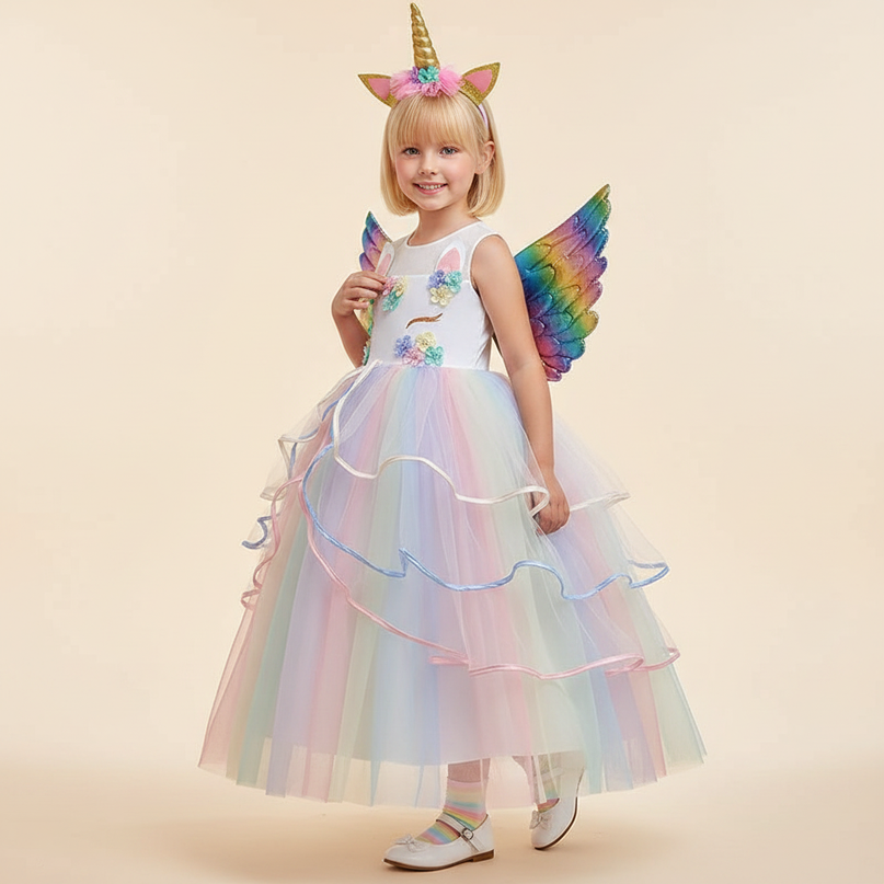 white unicorn fairy dress set - three-quarter