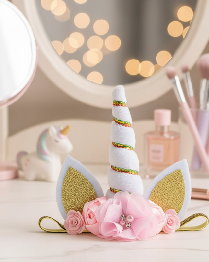 white unicorn floral headband - lifestyle