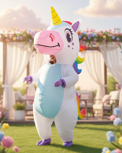 white unicorn full body costume adult - in-use